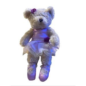 Toys R Us Cream Purple Tutu Ballerina Plush Teddy Bear Stuffed Animal Toy 16"